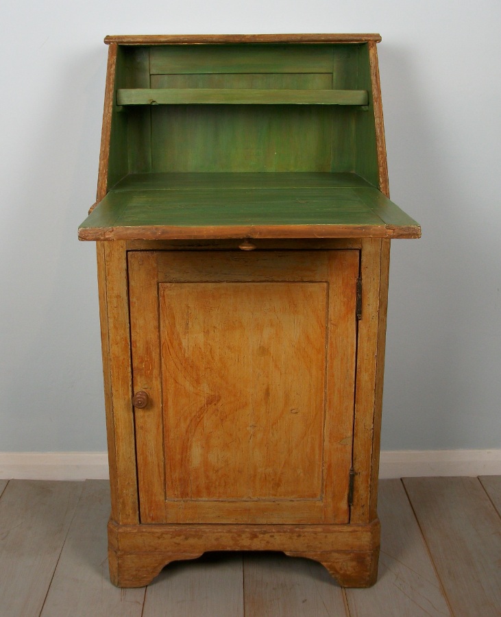 antique ocher painted small bureau from a convent